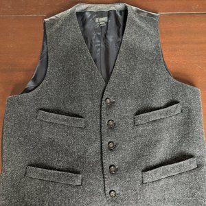 ⭐ J Crew 100% Wool Gray Tweed Vest Medium